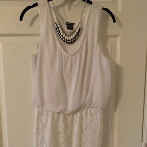 White dress and necklace